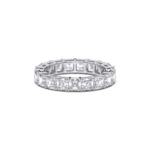 4.00 Carat F-G/VS Lab Grown Asscher Cut Diamond Eternity Band <b>Ring</b> Made in 10K,14K,18K Solid Gold - Product Image 5