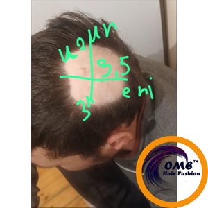 Toupet pour homme en cheveux indiens Remy de 0,06 mm, ondulé naturel et lisse, 5-6 pouces, base en PU, densité 100%, nœuds blanchis - Product Image 2