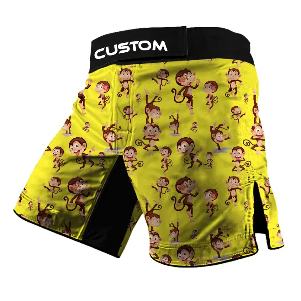 Người đàn ông đấm bốc quần short cho boxing đào tạo tập thể dục tùy chỉnh bán buôn cho nam giới với slits thăng hoa in MMA quần short