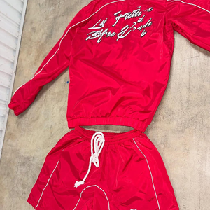 Gran oferta 2025 verano logotipo personalizado Nylon para hombre cortavientos Top y pantalones cortos chándal conjunto cortavientos de dos piezas - Product Image 6