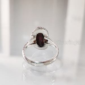 Bijoux en pierre brute bague pour femme grenat naturel pierre précieuse brute janvier pierre de naissance bague bohème bijoux bague en argent Sterling 925 - Product Image 5