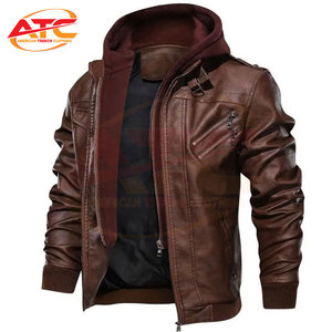 Jaket kulit dengan tudung kualitas terbaik jaket kulit Fashion pria kustom jaket kulit buatan <span class=keywords><strong>Pakistan</strong></span> - Product Image 4