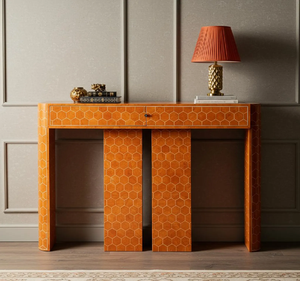 Bảng điều khiển Inlay xương màu cam với một mô hình tổ ong nổi bật và lưu trữ, có sẵn với giá bán buôn. - Product Image 1