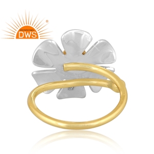 Latest Handmade Design 18K Gold Plated Natural Rainbow <b>Moon</b> Stone Gemstone Floral Stackable <b>Ring</b> Demi Fine Jewelry Manufacturer - Product Image 4