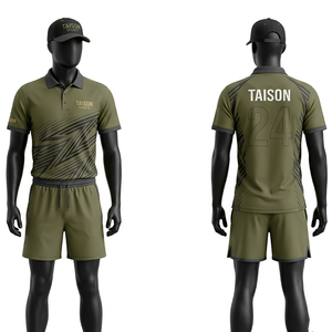 Uniforme de Tenis Premium de Poliéster y Spandex de 180 GSM, Color Verde Oliva y Negro, con Impresión por Sublimación y Logotipo Bordado - Product Image 1