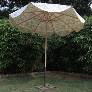 Modern Peach Valance Wooden <b>Frame</b> Parasol Umbrella Manual Control Big Print List Simple Style-New Arrival for Garden Resorts - Product Image 1