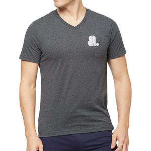 T-shirt pour homme à col en V avec logo personnalisé, couleur unie, manches courtes, vente en gros, t-shirts pour homme à col en V, manches courtes, 100% coton, vierge - Product Image 1