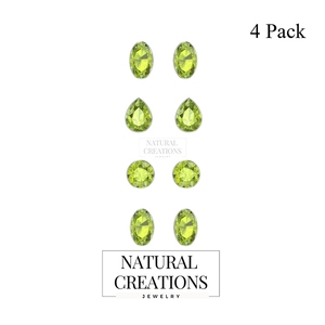 Pendientes de tuerca con cierre de mariposa en forma ovalada de pera Natural de peridoto de plata 925, paquete de ajuste de bisel de estilo clásico, 4 pares, regalo de fiesta - Product Image 2