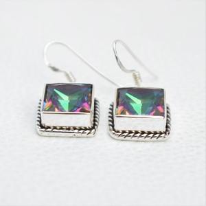925 Solid Sterling Silver <b>Fashionable</b> Mystic Topaz Gemstone <b>Drop</b> <b>Earrings</b> for Women and Girls for Parties - Product Image 3