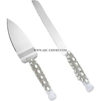 Vaisselle en métal argenté, articles de cuisine décoratifs, y compris un couteau à gâteau, accessoires de table pour la salle à manger, provenant d'un fournisseur indien