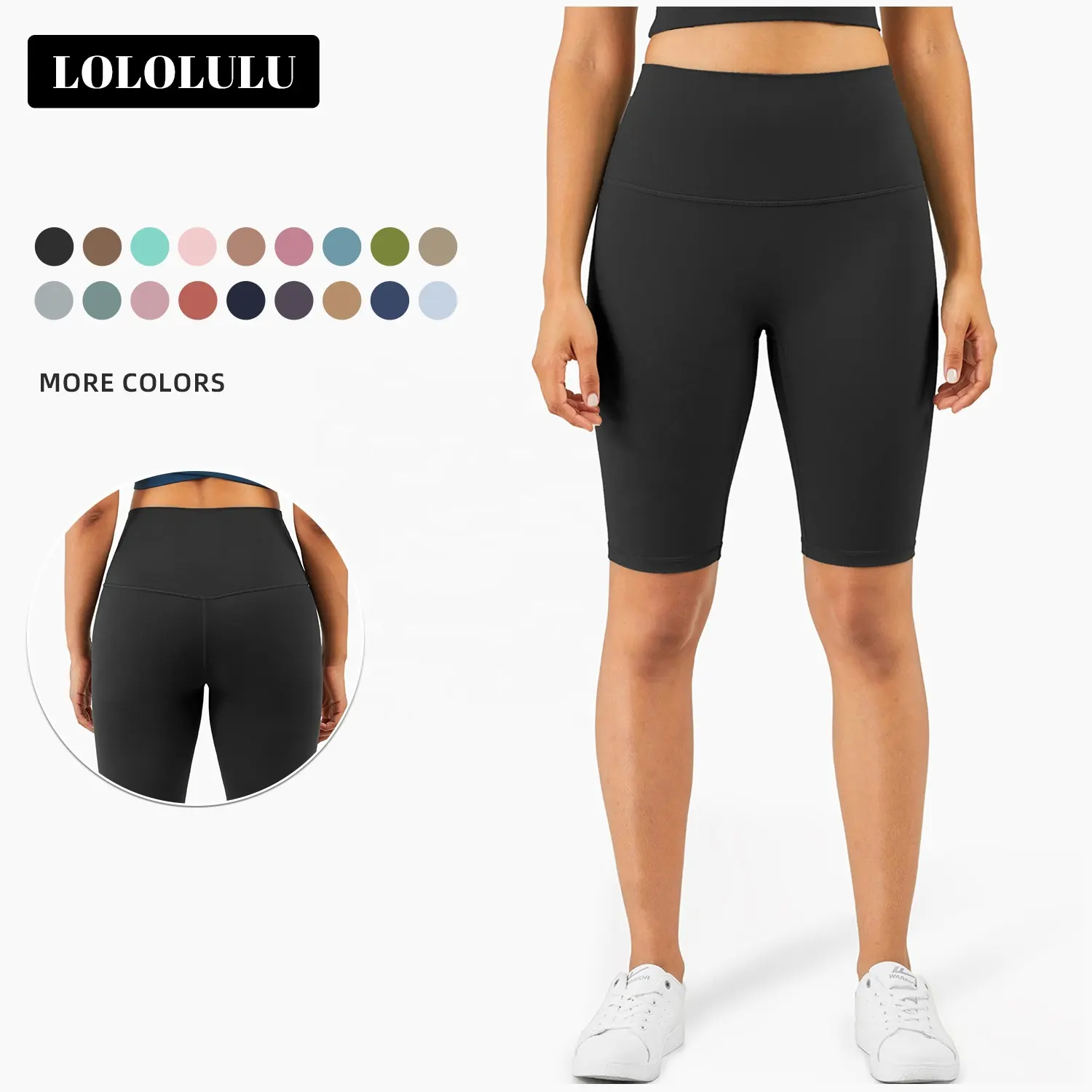 Lololulu Nhà Máy Đẩy Cao Eo Phòng Tập Thể Dục Tập Thể Dục Rắn Trọng Lượng Nhẹ Womens Yoga Quần Short