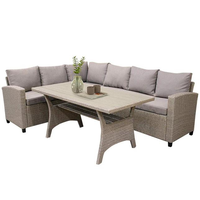 Ensemble de salle à manger moderne JULEMIND avec 2 chaises, 1 banc, en rotin, pour usage commercial extérieur, mobilier de restaurant haut de gamme PLW