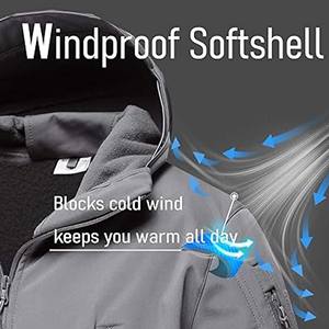 Veste Soft Shell légère pour hommes pour la randonnée et le camping col montant matériau imperméable avec fermeture à glissière - Product Image 5