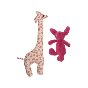 ชุดตุ๊กตาผ้ากำมะหยี่ 2 ชิ้นสุดน่ารัก ยีราฟและกระต่ายสีชมพูเข้ม ของขวัญสำหรับเด็กๆ ให้สนุกกับตุ๊กตาบนเบาะหรือโซฟา - Product Image 2