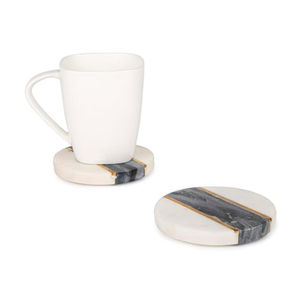 Nouveaux sous-verres en marbre classiques avec support incrustation en laiton noir et blanc naturel sous-verres faits à la main pour pendaison de crémaillère et mariage - Product Image 3