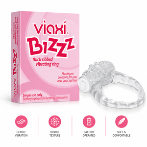 Viaxi Bizzz Thick Ribbed Vibrating Ring | Transparent Flexible <b>Battery</b> <b>Operated</b> Wearable Ring - Product Image 5