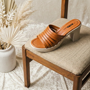 Cinnamon Platform Heels Fashionable Square <b>Closed</b> Toe <b>Sandals</b> Genuine Leather Insole ABS for Summer Autumn Dress Model 543 MS - Product Image 4