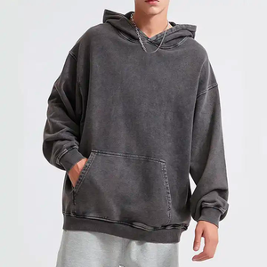 Sweat à capuche en molleton lourd surdimensionné pour homme, tricoté 100% coton, pull vintage imprimé personnalisé, motif de lettres d'hiver, poche - Product Image 4