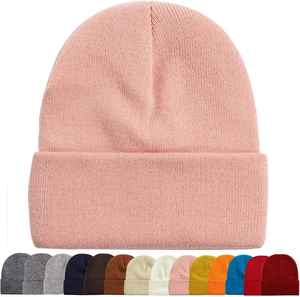 jacquard Trending Unisex Cotton/Wool <b>Hats</b> Soft Warm Knit Beanies Quick Dry Lightweight Adjustable for <b>Men</b> Women Bulk for <b>Winter</b> - Product Image 1
