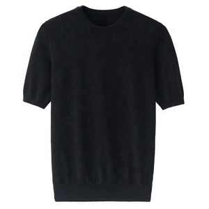 เสื้อยืดผ้าฝ้ายสีดำสำหรับผู้ชายเสื้อยืดผ้าฝ้าย100% สีดำพิมพ์ลายสีทึบโลโก้ตามสั่ง2025 - Product Image 4
