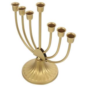 Chandelier Menorah à 9 branches en aluminium de luxe plaqué nickel pour les fêtes, design classique traditionnel, décoration d'intérieur - Product Image 5
