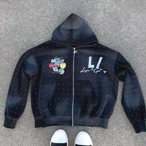 Best Price Rhinestone Hoodies All Custom Color <b>Zipper</b> Hoodie Breathable and Comfortable Rhinestones Hoodies for Man - Product Image 5