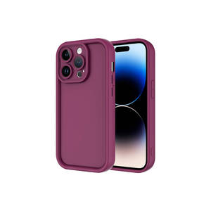 Funda de silicona líquida de lujo con diseño de piña para iPhone 14 Pro Max con protección antihuellas-Damson - Product Image 1