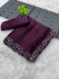 Sari en tissu georgette pour filles prêt à porter sari d'une minute pour femmes - Product Image 6