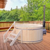 Bain à remous autoportant en cèdre rouge avec poêle à bois, chauffage pour 4 personnes, baignoire isolée de 1,5-2 m de long, pour usage intérieur/extérieur en hôtel