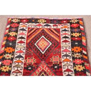 Vintage <b>Runner</b> Rug, 2.7x10.9 ft Turkish Rug, <b>Red</b> Herki Wool Rug - Product Image 5