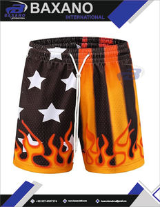 Short de football unisexe en maille respirante à motif étoile flamme, séchage rapide, taille élastique, streetwear urbain, été, 100 % polyester - Product Image 5