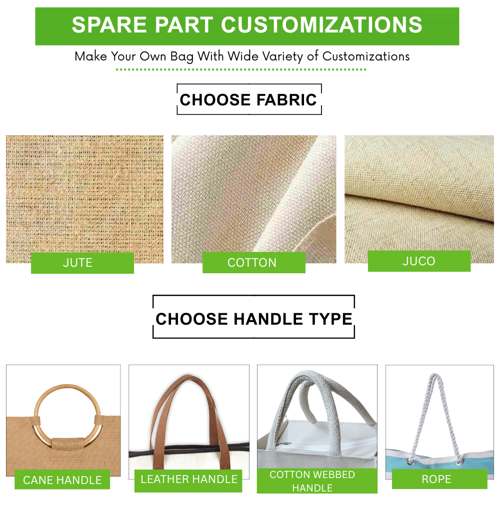 Eco-friendly Jute Bags with Customized Logo Cotton Handles