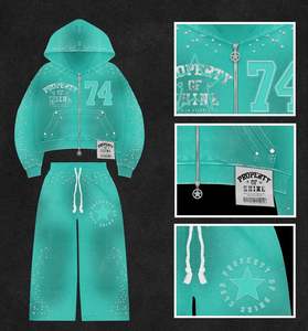 ชุดวอร์ม2025บานประดับพลอยเทียมมีฮู้ดชุดวอร์มมีซิปสำหรับผู้ชาย - Product Image 5