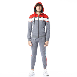 Haute qualité hommes deux pièces survêtement fermeture éclair à manches longues coton polaire Jogging porter chaud hiver survêtements pour adulte - Product Image 1