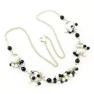 Collar de Cadena con Cuentas Plateadas para Mujer, Estilo Clásico Religioso de Moda con Perla de Agua Dulce y Turquesa para Regalo o Fiesta - Product Image 1