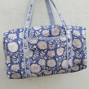 Bolsa de lona acolchada con estampado de bloques florales, deportiva de lujo, de gran capacidad, duradera, ecológica, de algodón indio, Weekender - Product Image 3