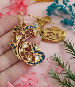 Pendientes de piedra chapados en oro antiguo con aspecto real elegante de lujo con aspecto de piedras para bodas, fiestas, ropa para mujer - Product Image 4