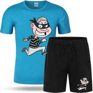 Ensemble 2 pièces de sport réversible et décontracté pour hommes sérigraphie personnalisée Survêtement d'été solide à manches courtes T-shirt d'été respirant - Product Image 4