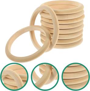 10 Uds. De pulseras de brazalete de madera, anillo de madera redondo Natural sin terminar para proyectos de manualidades DIY, tamaños de rondas para manualidades de madera - Product Image 6