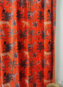 Customizable Luxury Modern Velvet <b>Curtains</b> <b>Valances</b> Orange Animal Print Coral Velvet for Home Decoration Blackout Full Light - Product Image 3