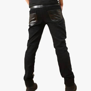 กางเกงหนังสำหรับผู้ชายกางเกงหนังแฟชั่นสำหรับผู้ชายกางเกงหนังแบบลำลองทรงสลิมฟิต - Product Image 2