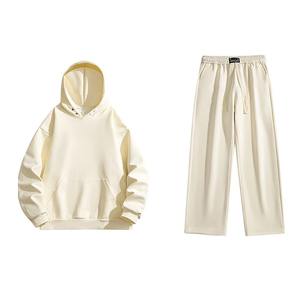 Two-piece Set <b>Men</b> 2025 Winter New Casual Outdoor Hooded Long Sleeve Loose T <b>Shirt</b> Elastic Waist Solid 100% Cotton Comfort Pants - Product Image 5