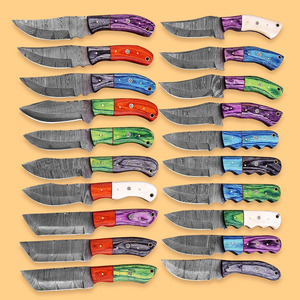 Precio de fábrica, nuevo cuchillo recto grande de supervivencia, caza táctica portátil, cuchillos de hoja fija de Damasco con Funda de cuero gratis - Product Image 4