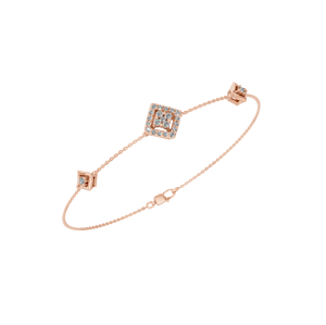 Elegante pulsera de diamantes cultivados en laboratorio de oro macizo de 14K con certificado IGI cuadrado geométrico clásico con eslabones de cadena fina oro rosa OEM ODM - Product Image 5