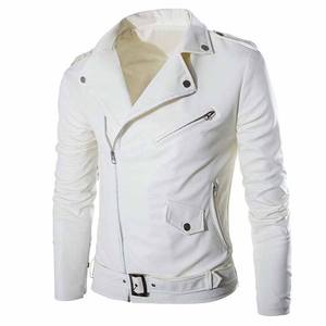 Maikkan International Veste de motard vintage personnalisée pour hommes Manteau en cuir décontracté à col montant pour l'automne hiver Tissu en toile - Product Image 5