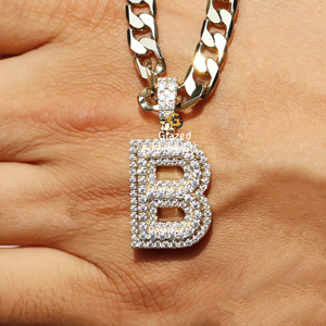 Joli pendentif alphabétique Hip Hop en argent sterling 925 et diamants ronds en moissanite taille brillant pour unisexe - Product Image 5