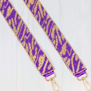 Gold Beaded Animal Print Bag <b>Strap</b> Handmade Embroidery Shoulder <b>Crossbody</b> <b>Strap</b> Custom Luxury Belt Trendy Fashion Accessory - Product Image 1