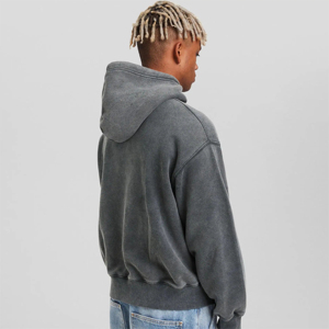 Fabricación de Sudaderas Cortas de Invierno de Alta Calidad al por Mayor, Estilo Urbano, Lavado Ácido, Vintage, con Hombros Caídos para Hombre - Product Image 3