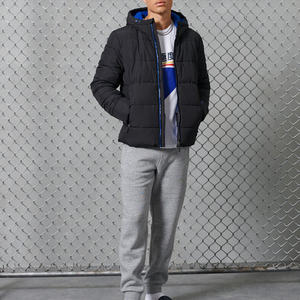 OEM Custom Men's Oversized Sports Shell Padded Bubble <b>Quilted</b> Puffer Jacket Winter <b>Wool</b> Stand Collar Zip Down Jacket - Product Image 2