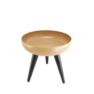 Bol de Table centrale de service rond Standard bordure de coupe plaquée argent sur 3 jambes noir mat Restaurant salon artisanat homme navire - Product Image 4